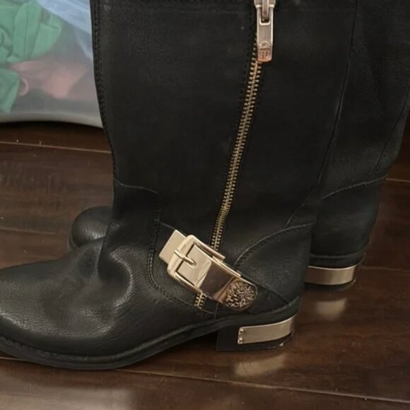 Vince Camuto Black Combat Moto Boots with Zipper - Picture 1 of 6